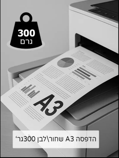 הדפסה שחור לבן 300גר A3